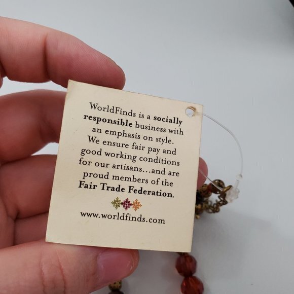 World Finds‎ Fair Trade Necklace Brown Beaded Long - Picture 5 of 7